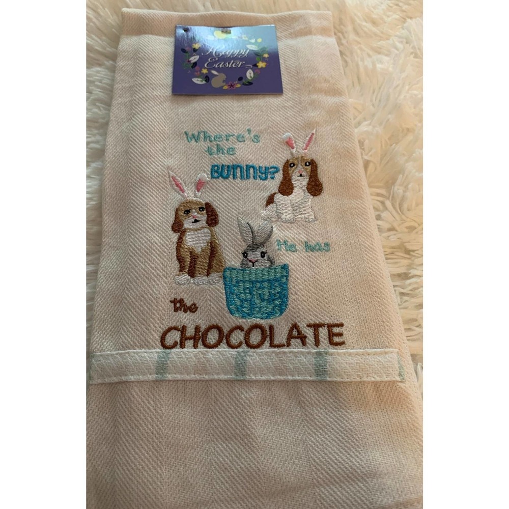 Nwt whimsical Easter dog kitchen towels - Picture 2 of 4